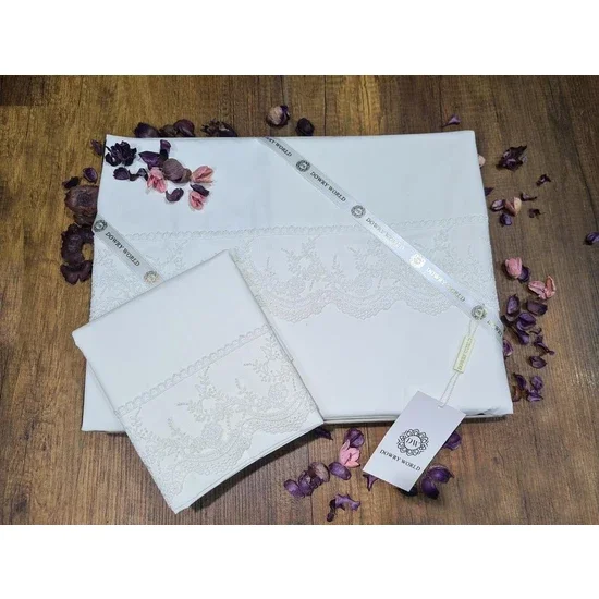 

Dowry Land, французская кружевная пододеяльник Elani Dowry, кремовый комплект