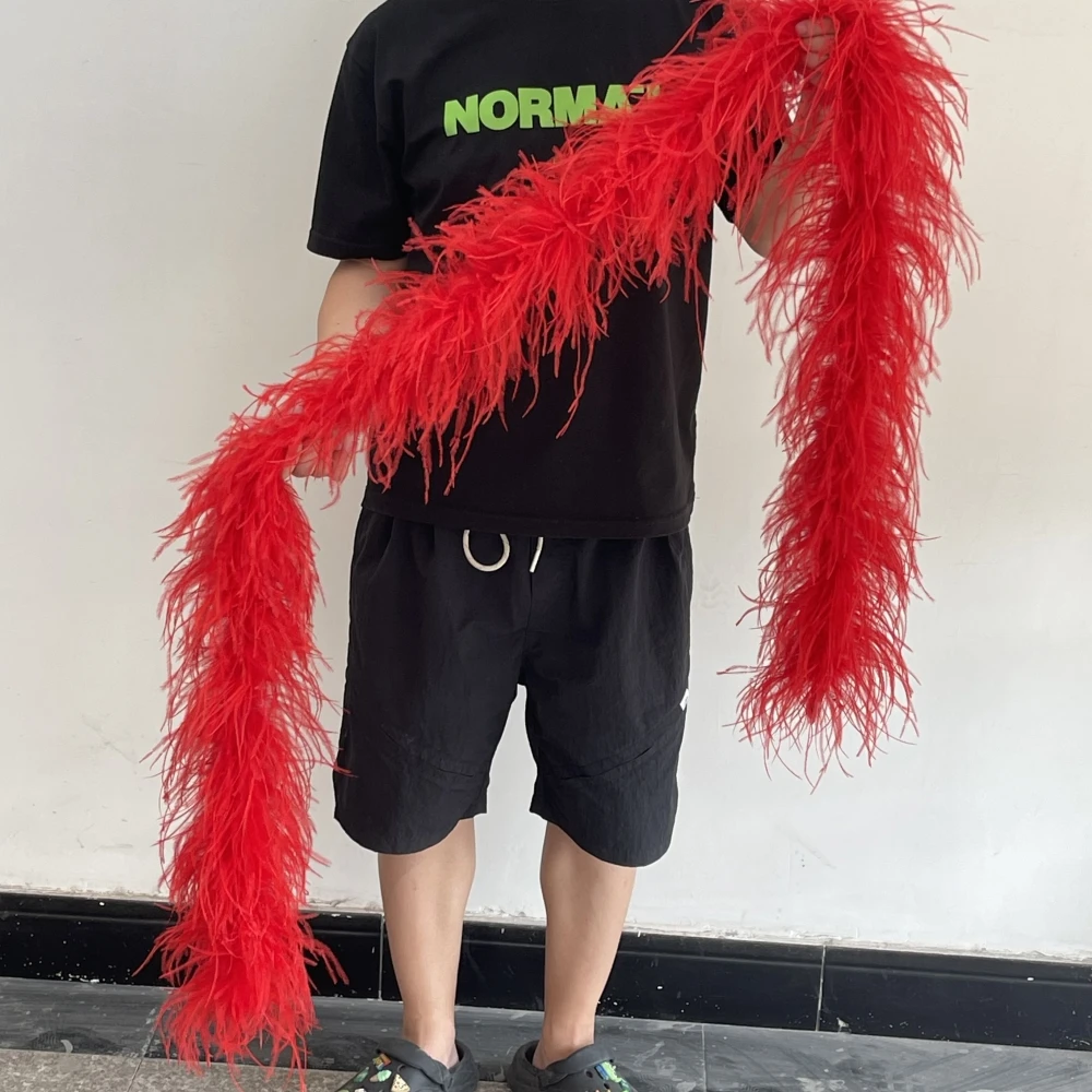 

1&2M 4Ply High Quality Ostrich Feathers Boa Red Feather Scarf for Wedding Party Clothig Carnival Dress Sewing Plumes Decoration