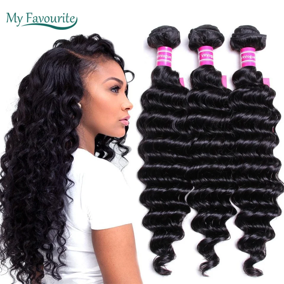 Brazilian Virgin Hair Deep Wave 3 Bundles Deal 100 Unprocessed Human Hair 28 30 Inch Deep Curly Natural Remy Hair Weave On Sale