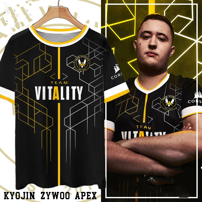 Футболка Унисекс С 3d-принтом франция Vitality Esports Топ game Zywoo Csgo Большого Размера