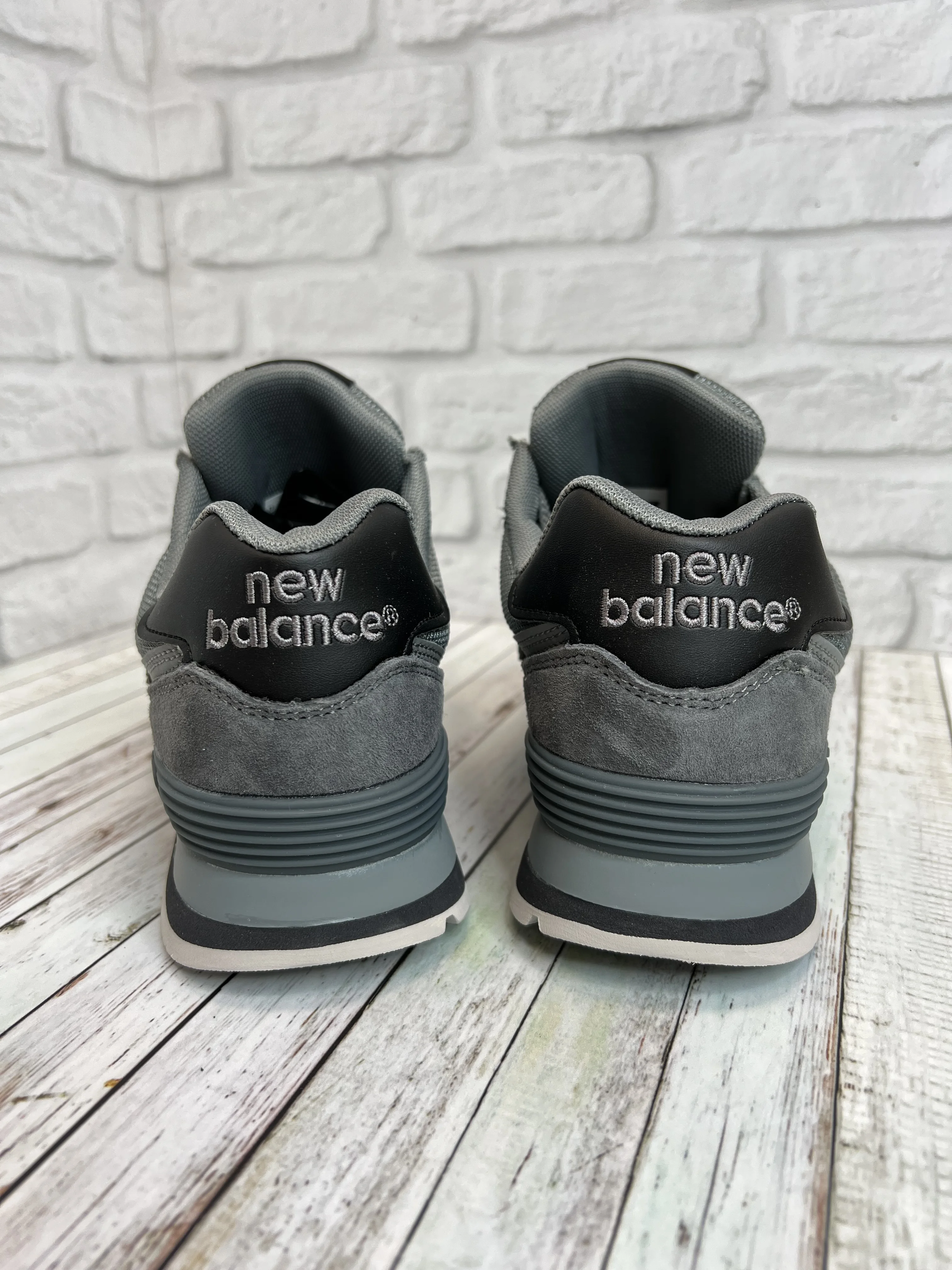 Кроссовки New Balance 574 мужские- женские полностью серые с сеткой ...