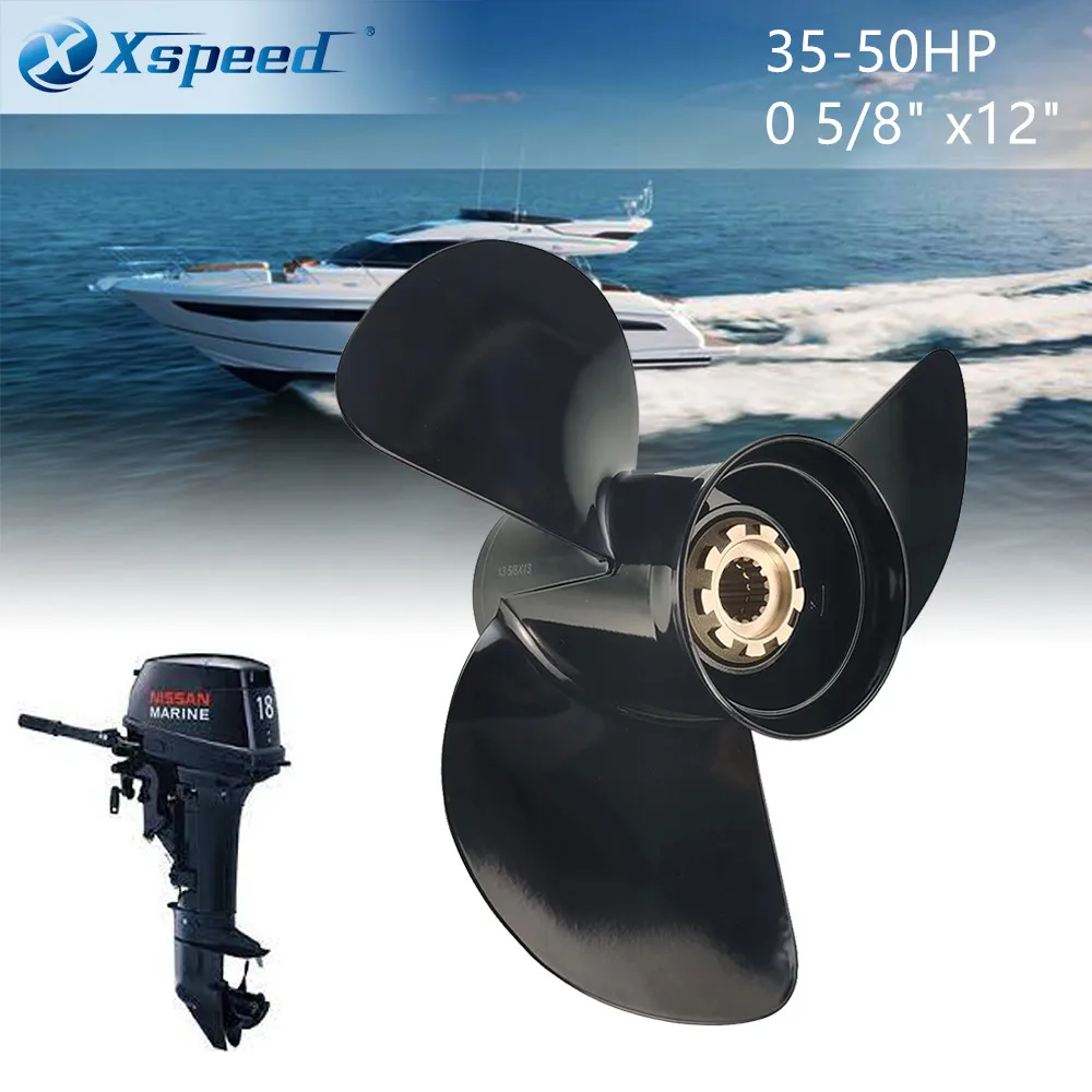 Xspeed Boat Propeller 3 Blade10 5/8 x12 Fit Tohatsu/Nissan Engines 35HP 40HP 50HPAluminum   13 Tooth
