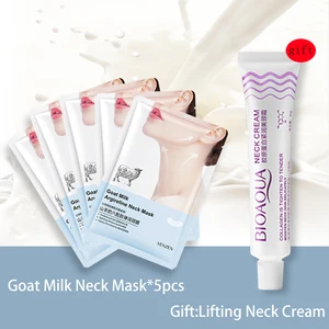 5 pcs Goat Milk Neck Mask Gift Neck Cream Whitening Hydrate Anti-Wrinkle Anti-Aging Lift Firming Nec in Pakistan