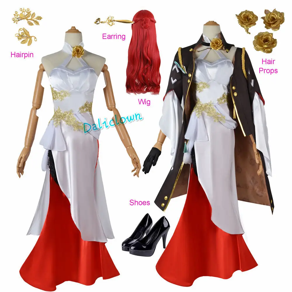 Honkai Star Rail играет роль элегантного вечернего платья обуви парика сережек