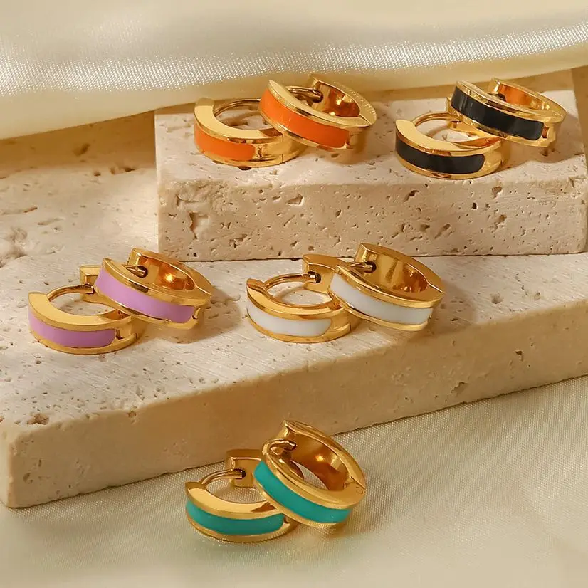 Женские серьги-гвоздики из нержавеющей стали с эмалью