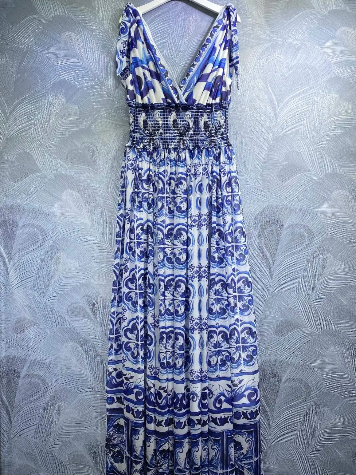 

Spring Summer Women Longer Sexy Dress High Quarity Printing Elegant Vestido Sleeveless Vest Lady Casual S-XL Blue Dresses