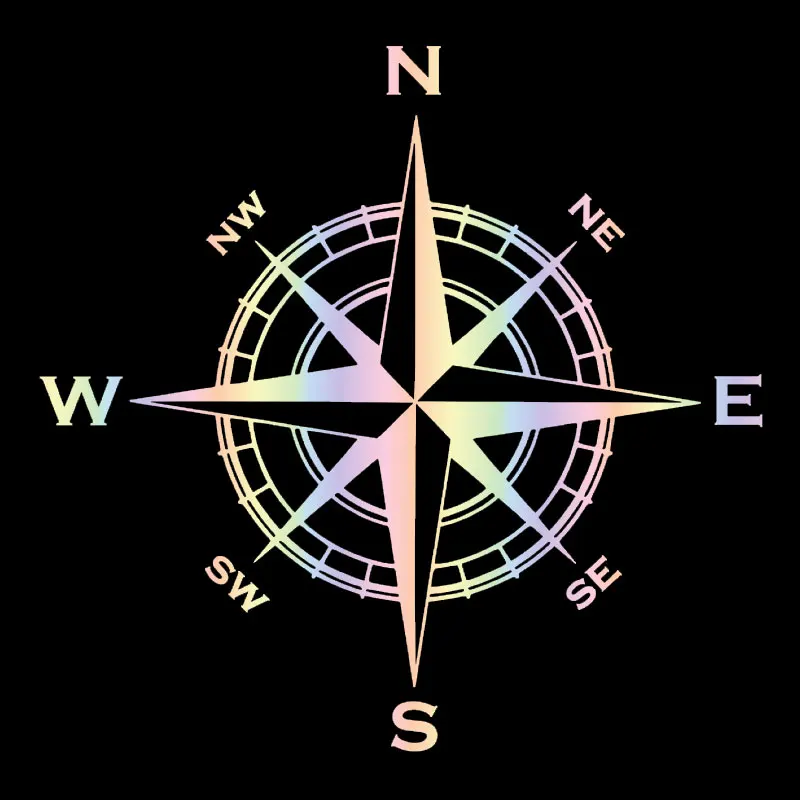 Морской компас, автомобильные наклейки, уличный индивидуальный стиль, украшение для ноутбука, светоотражающие задние стеклянные виниловые наклейки