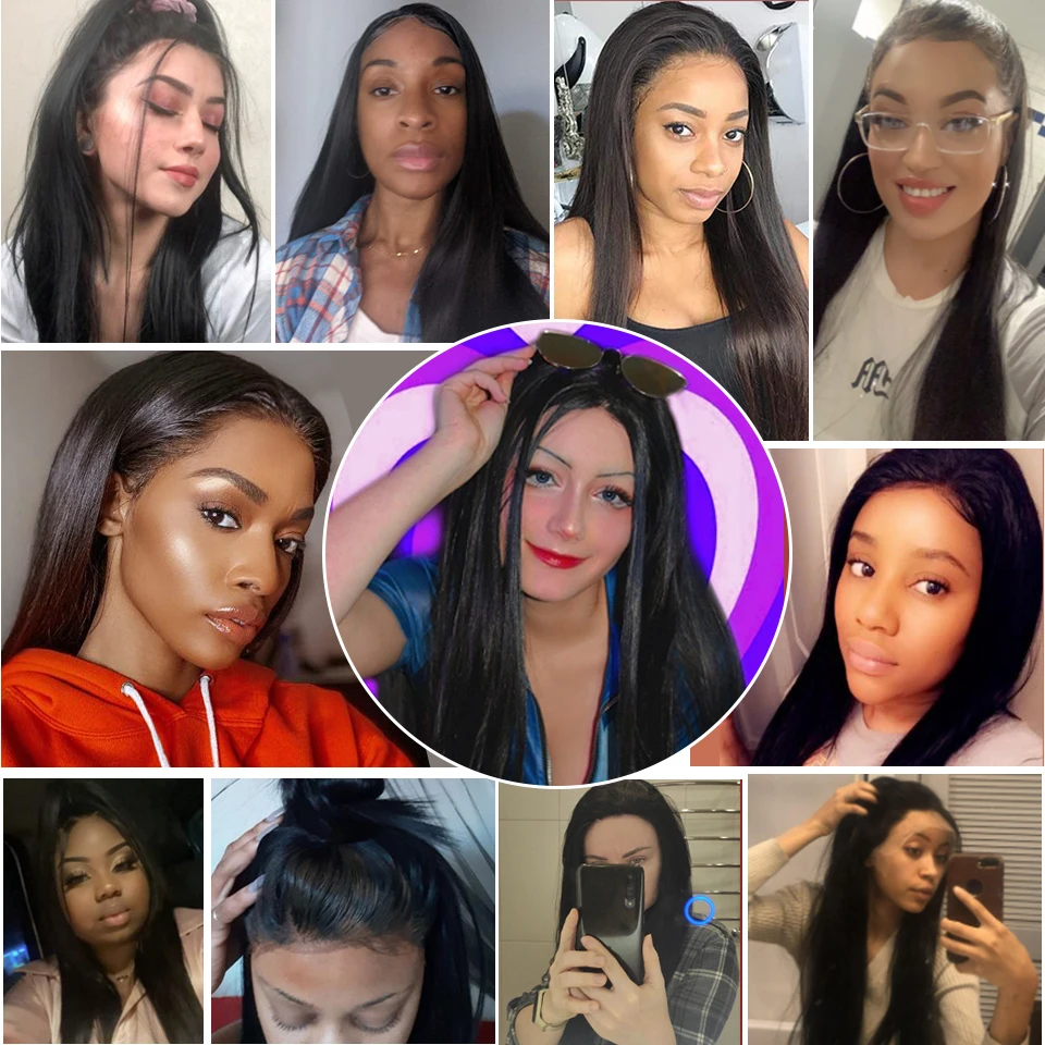 Straight Wig Lace Synthetic 13x1 Black Straight Lace Wigs Pre Plucked With Baby Hair Long Natural Hair Heat Resistant Lace Wig