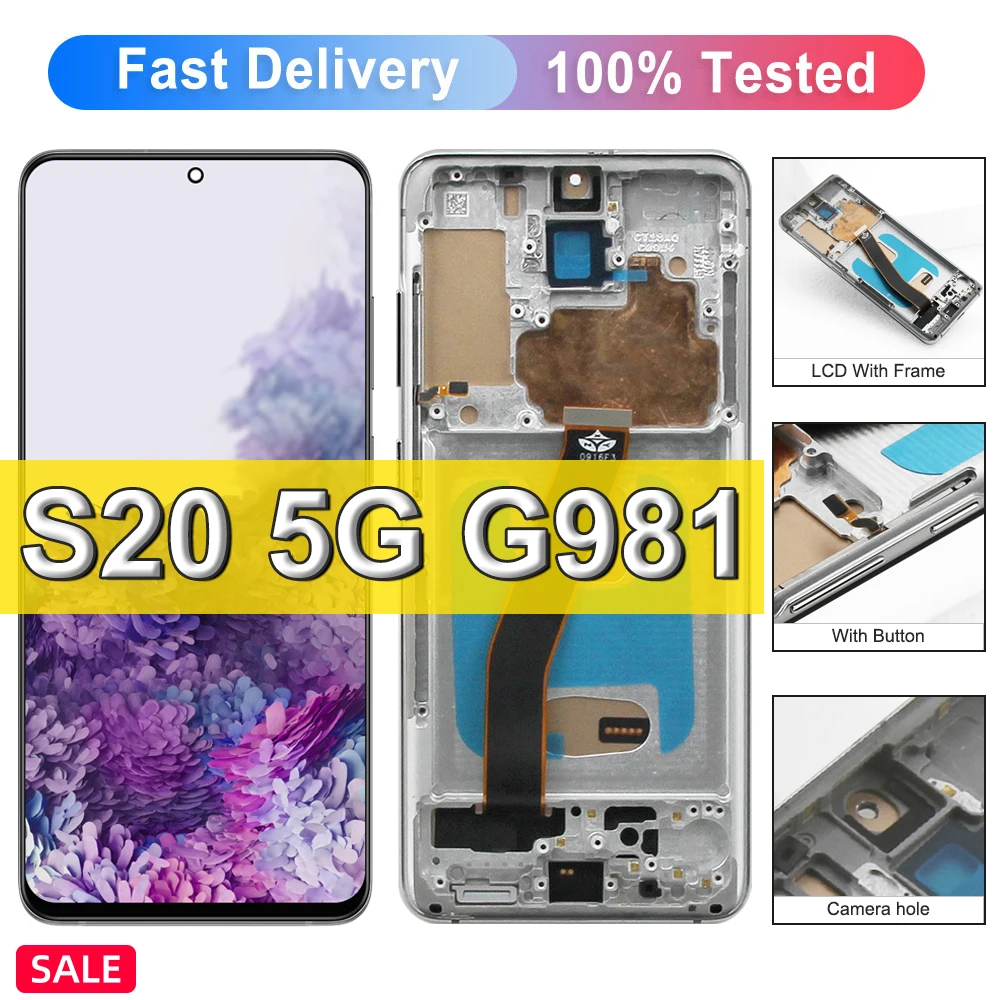 S20 5G TFT-дисплей для Samsung G981 G981F SM-G981F/DS Замена сенсорного ЖК-дисплея с рамкой и
