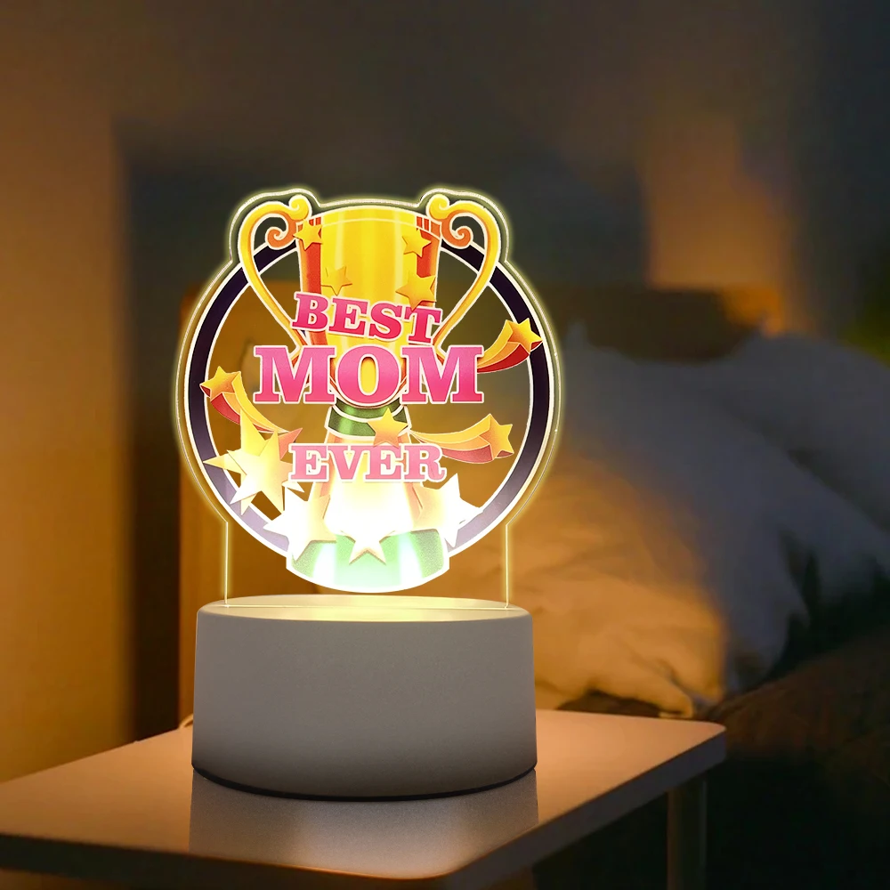 Mothers Day Gifts for Mom, Mom Gift Acrylic USB Low Power Engraved Night Lamps Gifts for Mom from Daughter Son for Birthday Moth