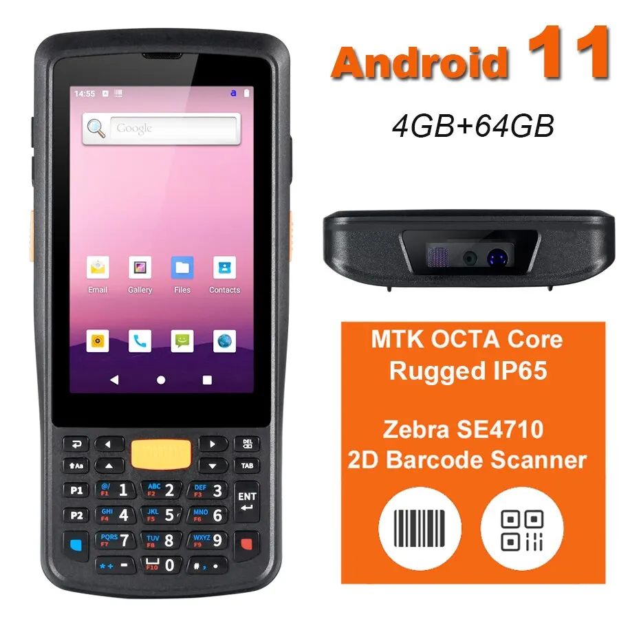 

Rugged PDA Handheld Terminal Android 11 4GB+64GB 1D 2D Scanner Barcode Reader 4G WiFi GPS Warehouse Data Collector Inventory