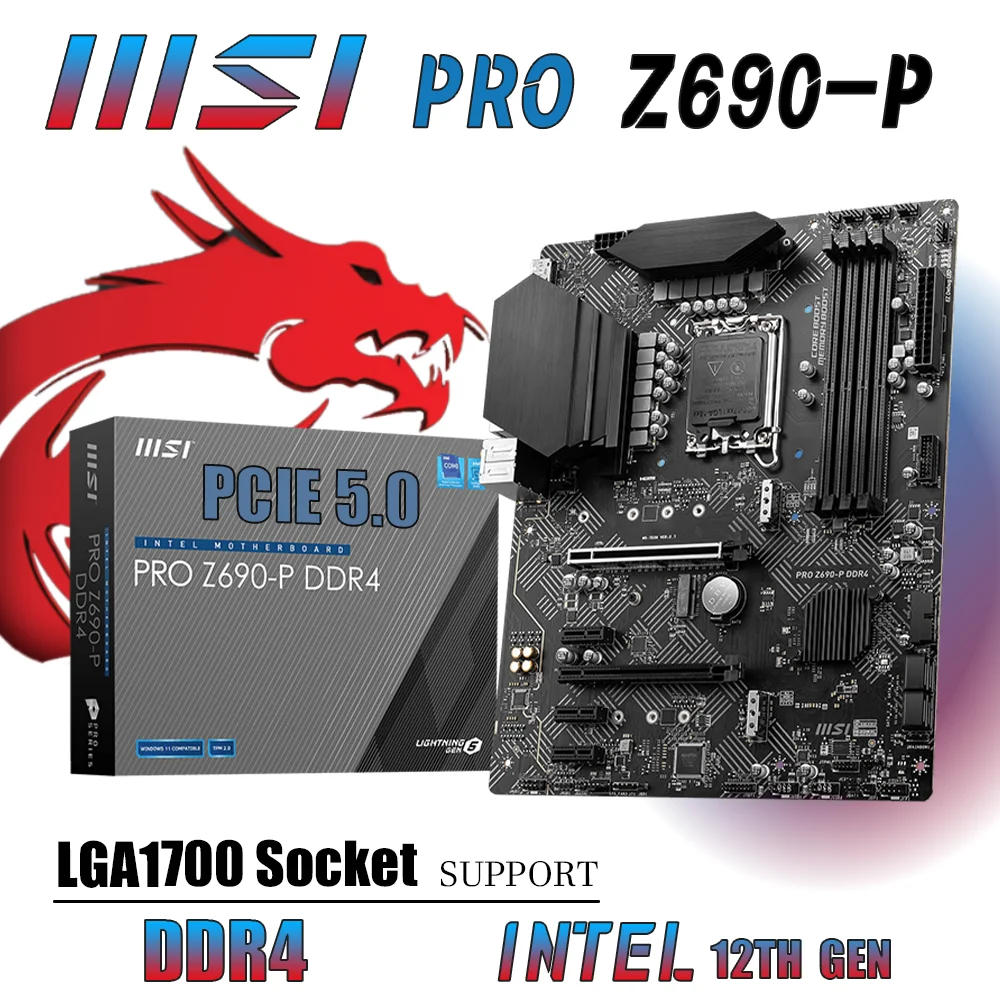 

MSI PRO Z690-P DDR4 LGA1700 Motherboard Z690 Mainboard 128G 5000(OC) Support Intel 12th Gen ATX RGB Crossfire Dual Channels