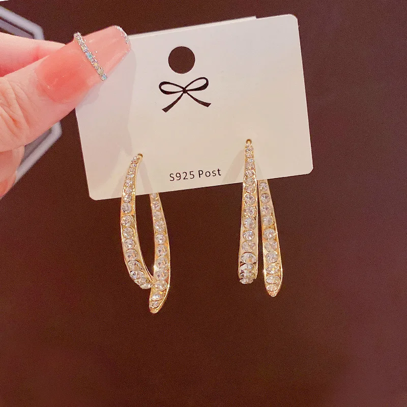 

Trendy Geometric Earrings Crystal Pendant Gold Plated Fashion Gift Jewelry