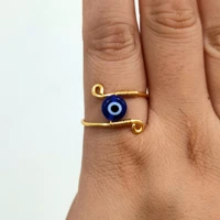 lucky turkish blue evil eye rings for women classic handmade copper evil devil eye ring 2022 trend goth vintage fashion jewelry