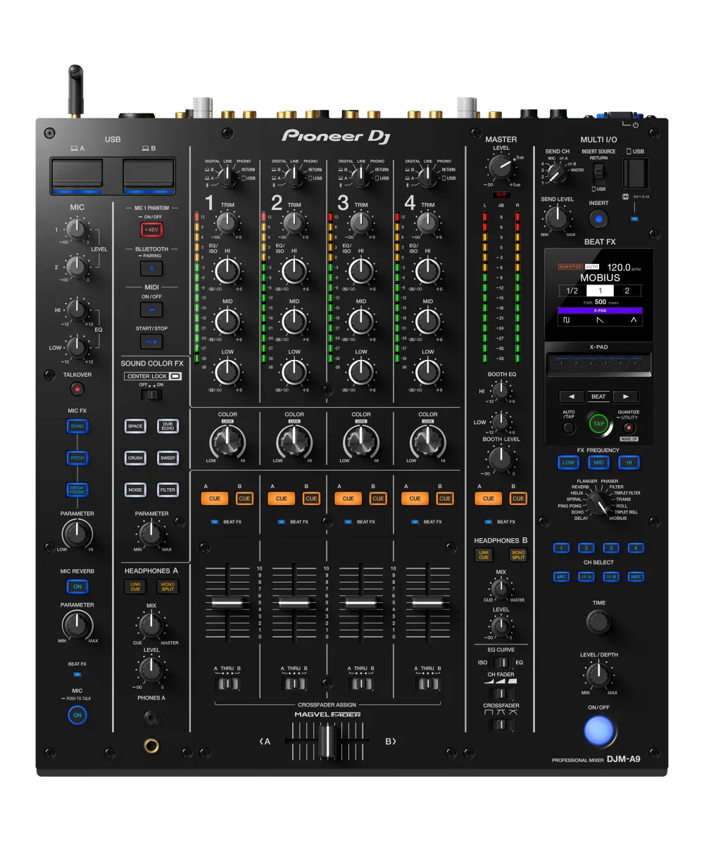 

100% OFFICIAL Pioneer DJ DJM-A9 4-channel DJ Mixer with Effects and Dual CDJ3000 Media Player Bundle