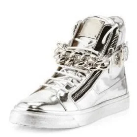 Women Buckle Silver Gold Round Toe Casual Shoes Summer Men Spring Strappy Sneakers 2022 Roman Style Ladies Chain High Top Shoes