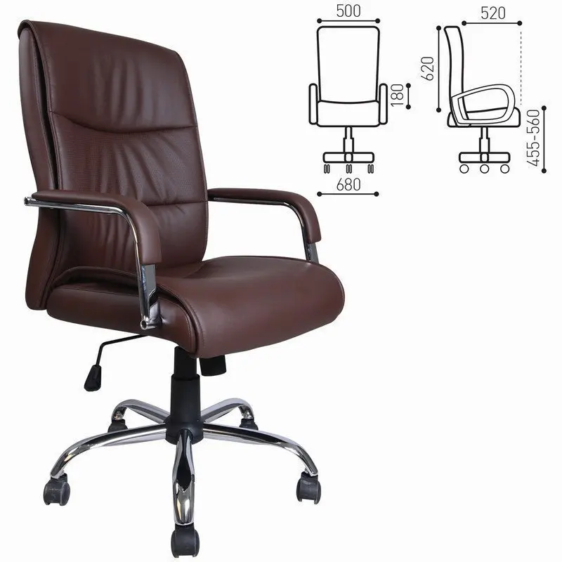 Кресло офисное BRABIX Space EX-508 экокожа хром коричневое 531164