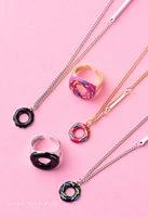 korean version of creative sweet food series donut necklace ring combination fun couple fashion wild party jewelry 2022 new