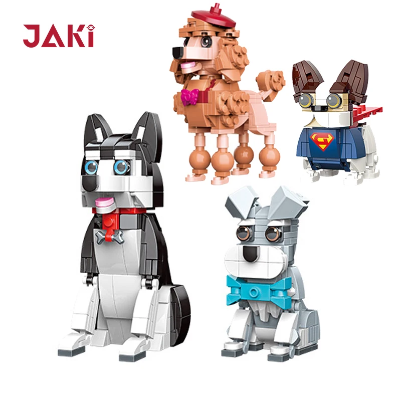 

New Animals Figures Dog Schnauzer Husky Poodle French Bulldog Pet Dog MOC Building Blocks Set DIY Cartoon Pet Bricks Kids Toys