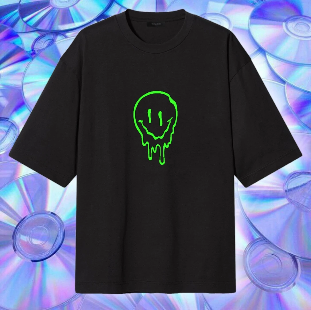 T-Shirt Hello Kitty Devil Toxic Green Emo Oversize Футболка Хеллоу Китти Тай дай кислотный зелёный