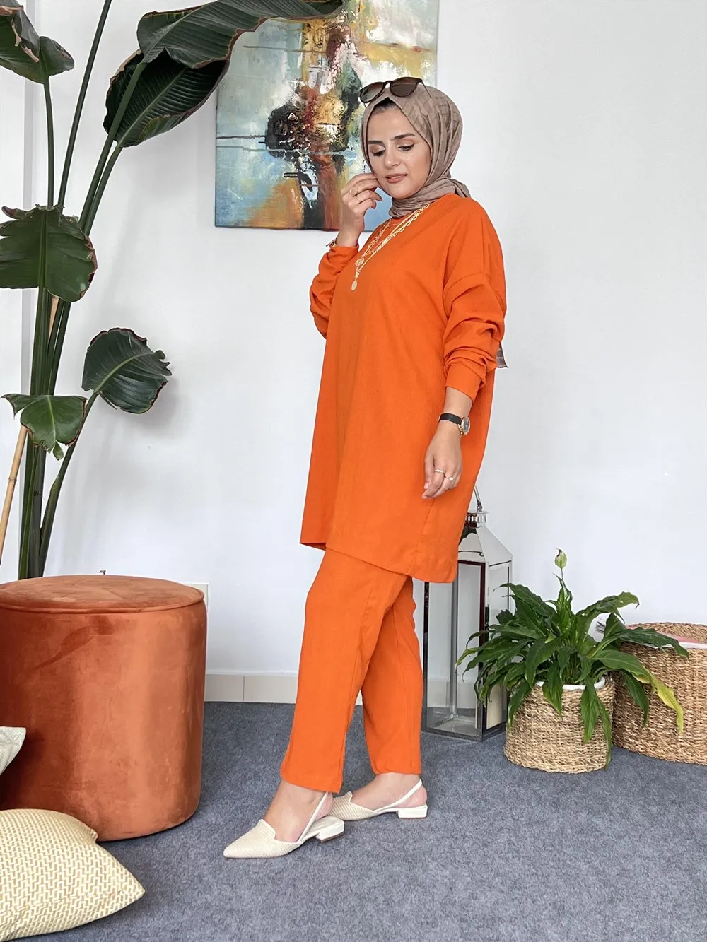 

Women hijab suit seasonal women bottom and top elegant Muslim suit 2022 new season daily casual clothing stylish and elegant fashion