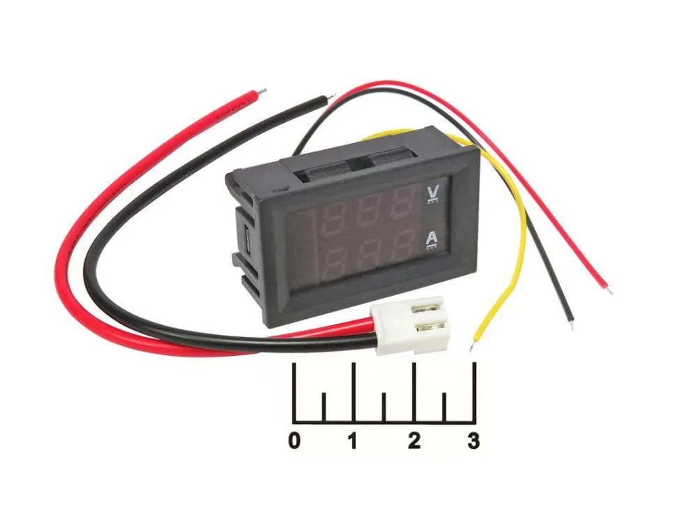 Радиоконструктор вольтметр/амперметр 0-100VDC 0-10A цифровой (синий/зеленый)(DSN-VC288)