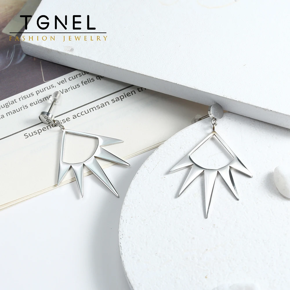 

Fashion New Stainless Steel Silver Color Drop Earrings For Women Heterosexual Triangle Accessories Jewelry Gifts