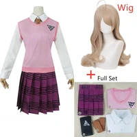 danganronpa v3 kaede akamatsu cosplay costumes women dresses anime shirt vest skirt socks girl jk school uniform anime cos wig