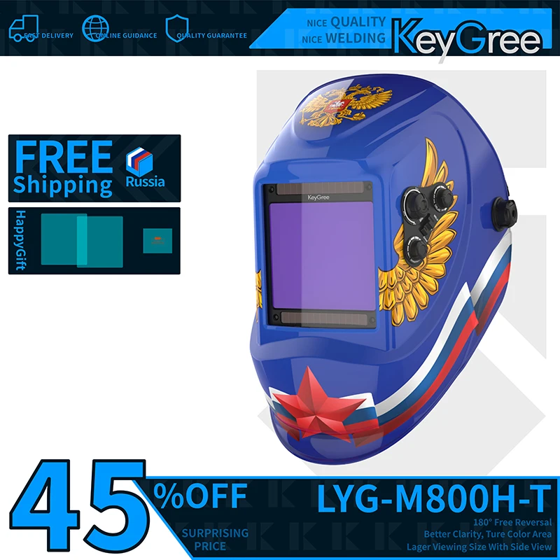 

KeyGree True Color Mask Glasses Welder Equipment Auto-Darkening Solder Chameleon Brazing Automatic Headband Welding Helmet Cap
