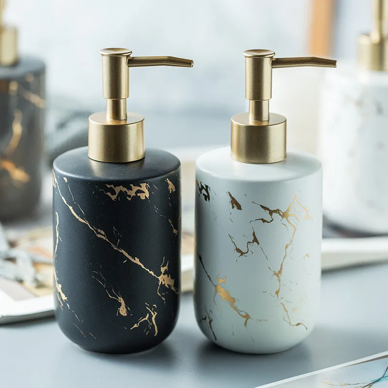 

Ceramic Liquid Soap Dispenser Shampoo For Hotel Bathroom Accessories Black White Liquid Soap Organize