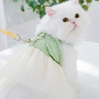 fashion cat dress summer dog clothes breathable pet harness lace suspenders skirt pomeranian chihuahua teddy puppy costume 2022