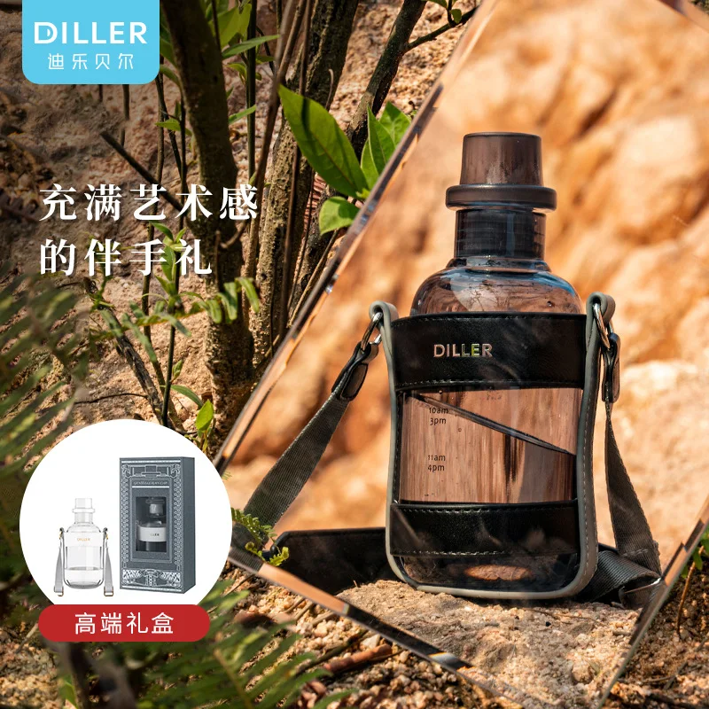

Diller New Glass High Borosilicate Glass Water Bottle with Time Marker Water