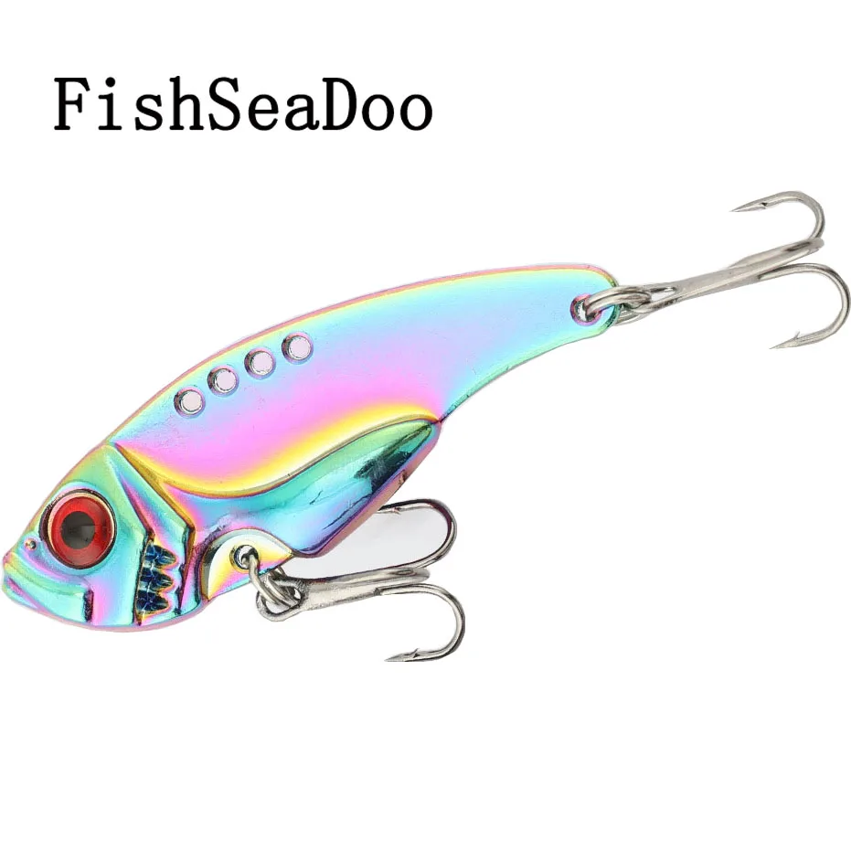 5PCS Lot Colorful Funny Vibration Fishing Lure Farther Casting 3D Eyes Underwater 10g 15g Metal Vib Blade Baits Bass Pike