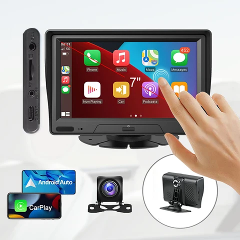 Karadar беспроводной Carplay Android Авто 7-дюймовый экран радио передние резервные камеры Bluetooth WIFI FM
