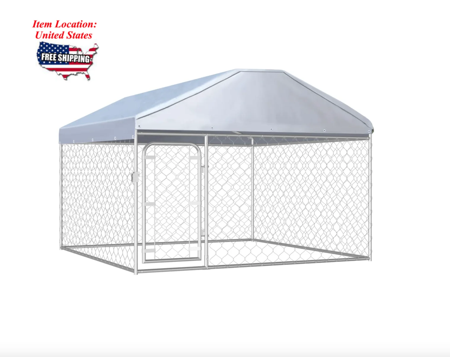 

Outdoor Dog Kennel with Roof 78.7"x78.7"x53.1", Garden Pet Cage Dog Training, SHIPPING FROM UNITED STATES