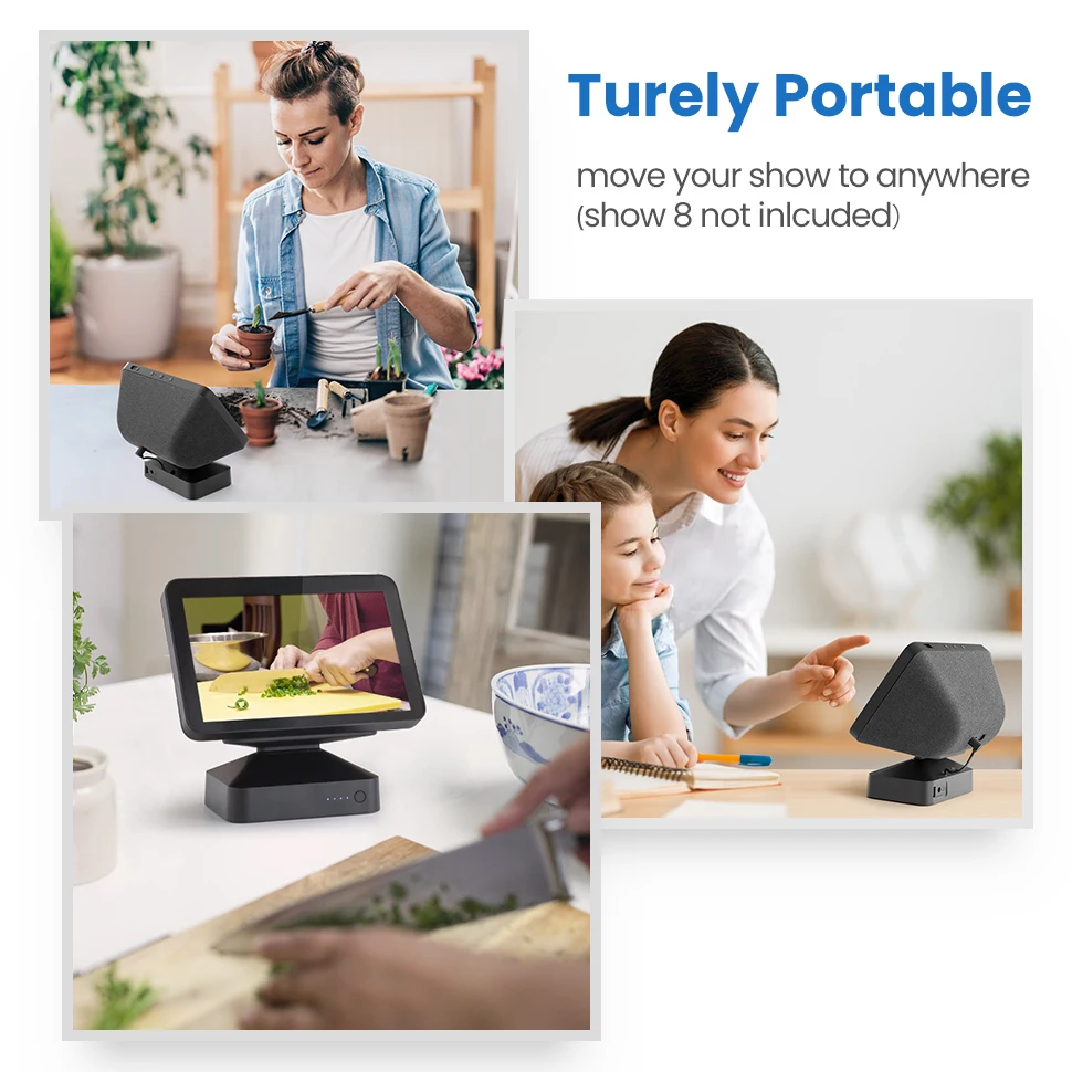 GGMM 15000mAh Reachargeable Battery Base For Amazon Smart Speaker Echo Show 8 1st 2nd Protable Adjustable Stand Accessory