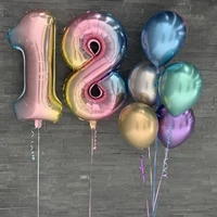 birthday decoration 32inch rainbow number balloon chrome latex balloons mylar foil globos photo shoot party supplies