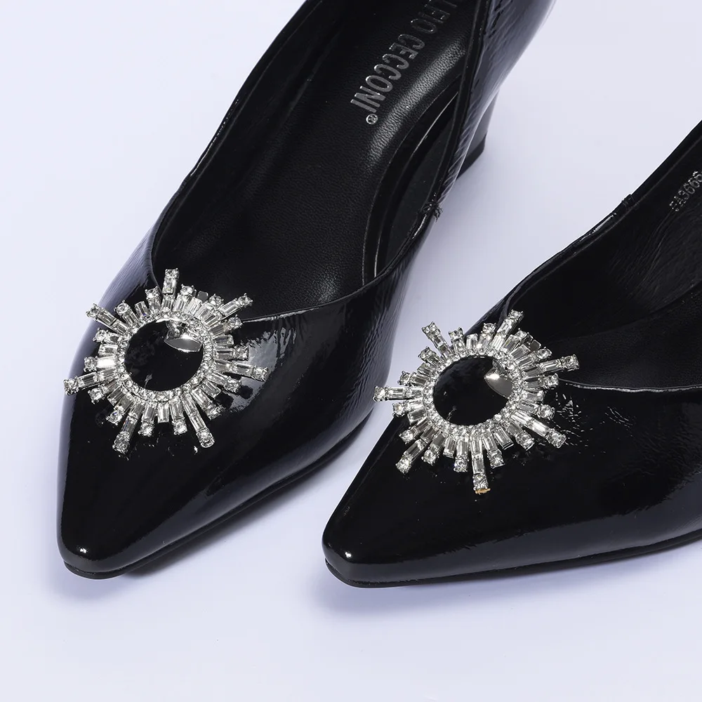 

Hot Shoe Decorations Clip Shiny Rhinestone Square Clamp Charm Buckle Bride Wedding High Heel Accessories For Women Shoes