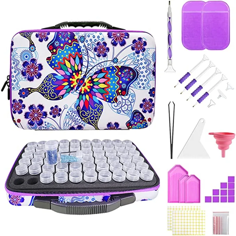

Diamond Painting Storage Container, 60 Slot Accessory Kit with Tools for Art Craft Jewelry Beads