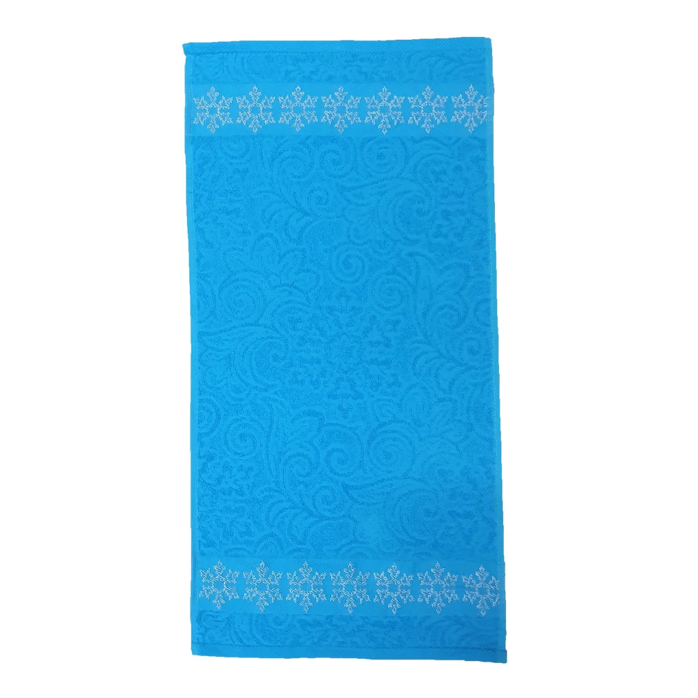 Махровое полотенце Вышний Волочек - Снежинка морская волна, Размер: 35х70