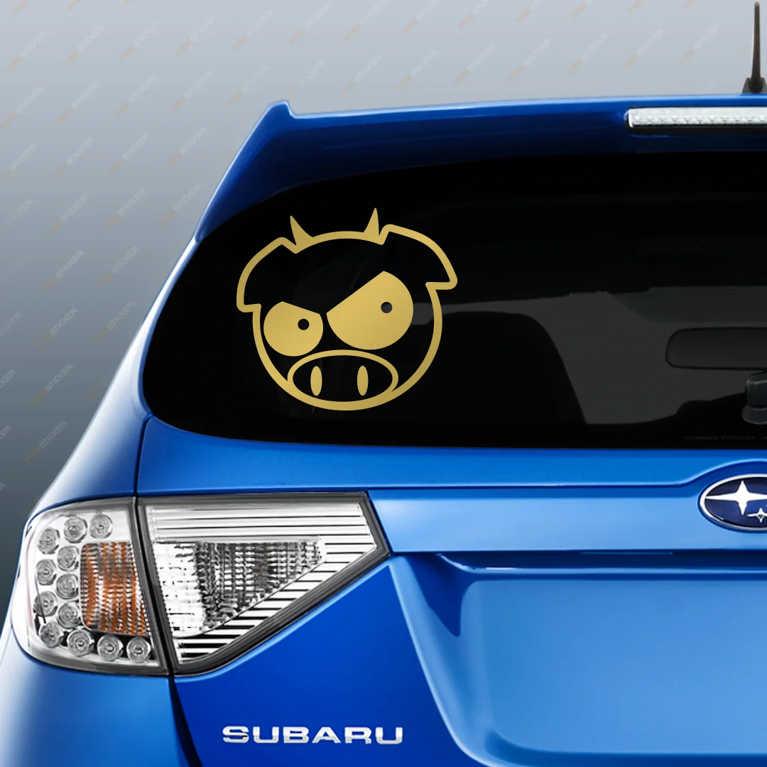 Свинка SUBARU с рожками - наклейка на авто для виниловый стикер Наклейка Злая свинья