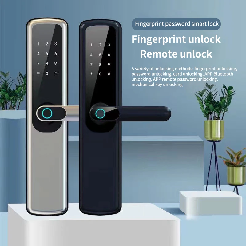 

WiFi Biometric Fingerprint Digital Keyless Entry Tuya Smart Front Door Lock TTlock Exterior Anti-Theft Door Lock