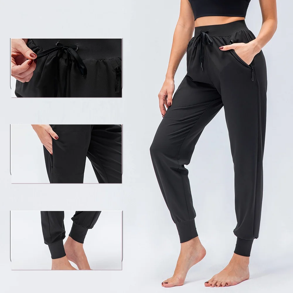 JOJO Athletica Women Loose Sweatpants Drawstring Casual Outdoor Running Hiking Breathable Quick-drying Fitness Zipper Pants