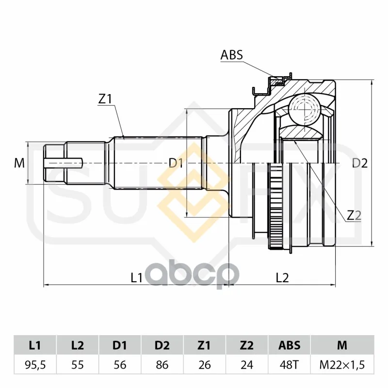 Шрус Наружный | Перед Прав/Лев | SUFIX арт. ST1103