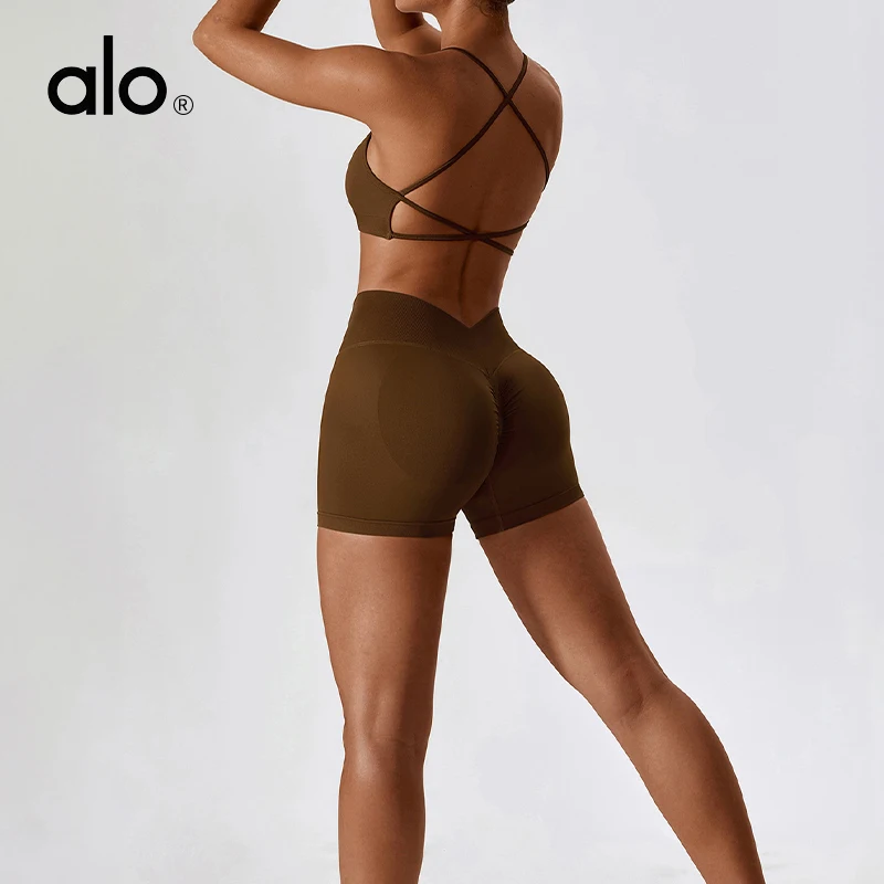 Женская одежда для йоги в стиле ALO летнее темно-серое нижнее белье облегающие