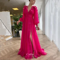 cathy delicate handmade butterfly prom dress comfy rose pink evening dress puffy sleeves vestidos de noche sweetie party dress
