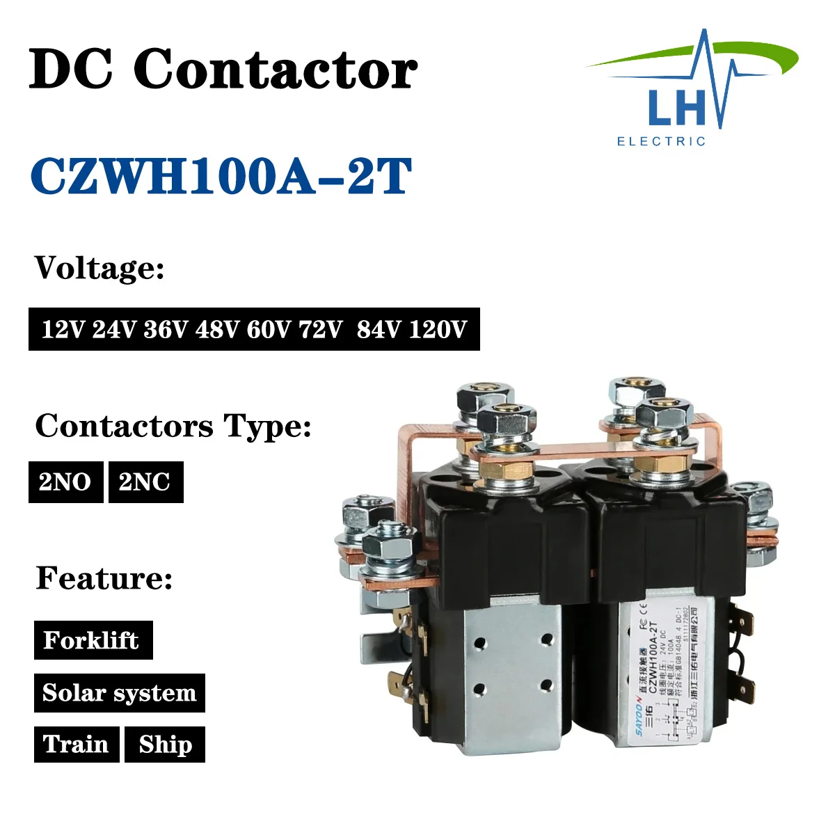 

2 шт., нормально открытые контакторы для аккумуляторов 12 В, 24 В, 36 В, 48 В, 60 в, 72 в