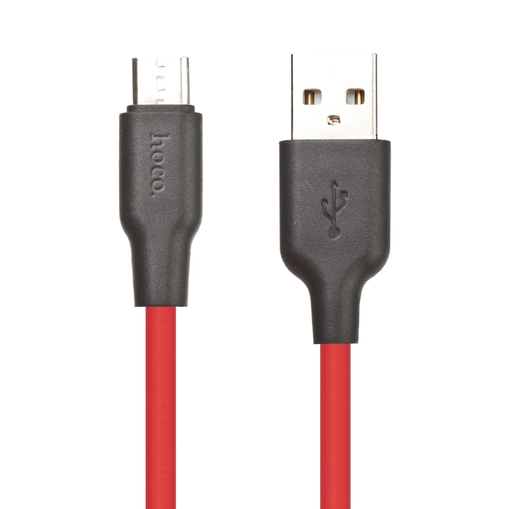 USB кабель HOCO X21 Silicone Micro Charging Cable (L=1M) (красный/черный) |