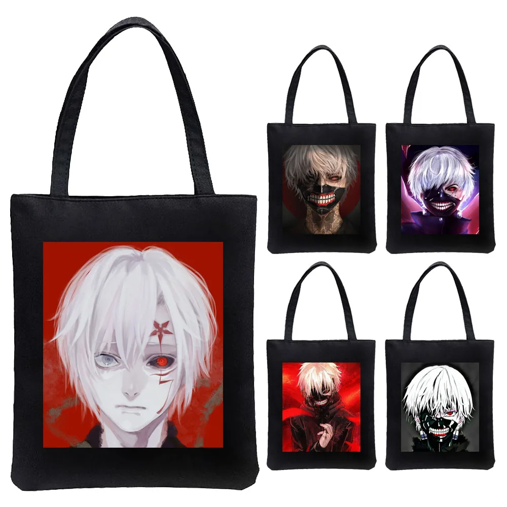 

Kaneki Ken Anime Tokyo Ghoul Japan Handbags Tote Bags Women Canvas Shoulder Shopper Bag