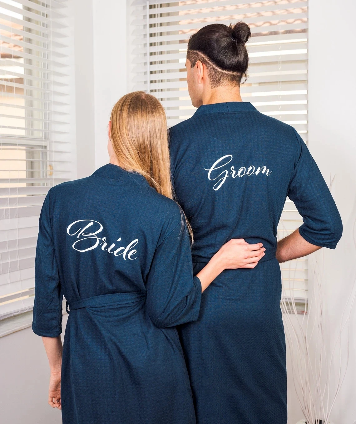 

Bride Groom Bathrobe Set for Couples Mr and Mrs Bath Robes Honeymoon Anniversary Wedding His Hers Waffled Soft Couples Bathrobes